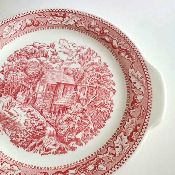 Memory Lane Serving platter aprox 10x11 inches cake plate - Picture 2 of 5